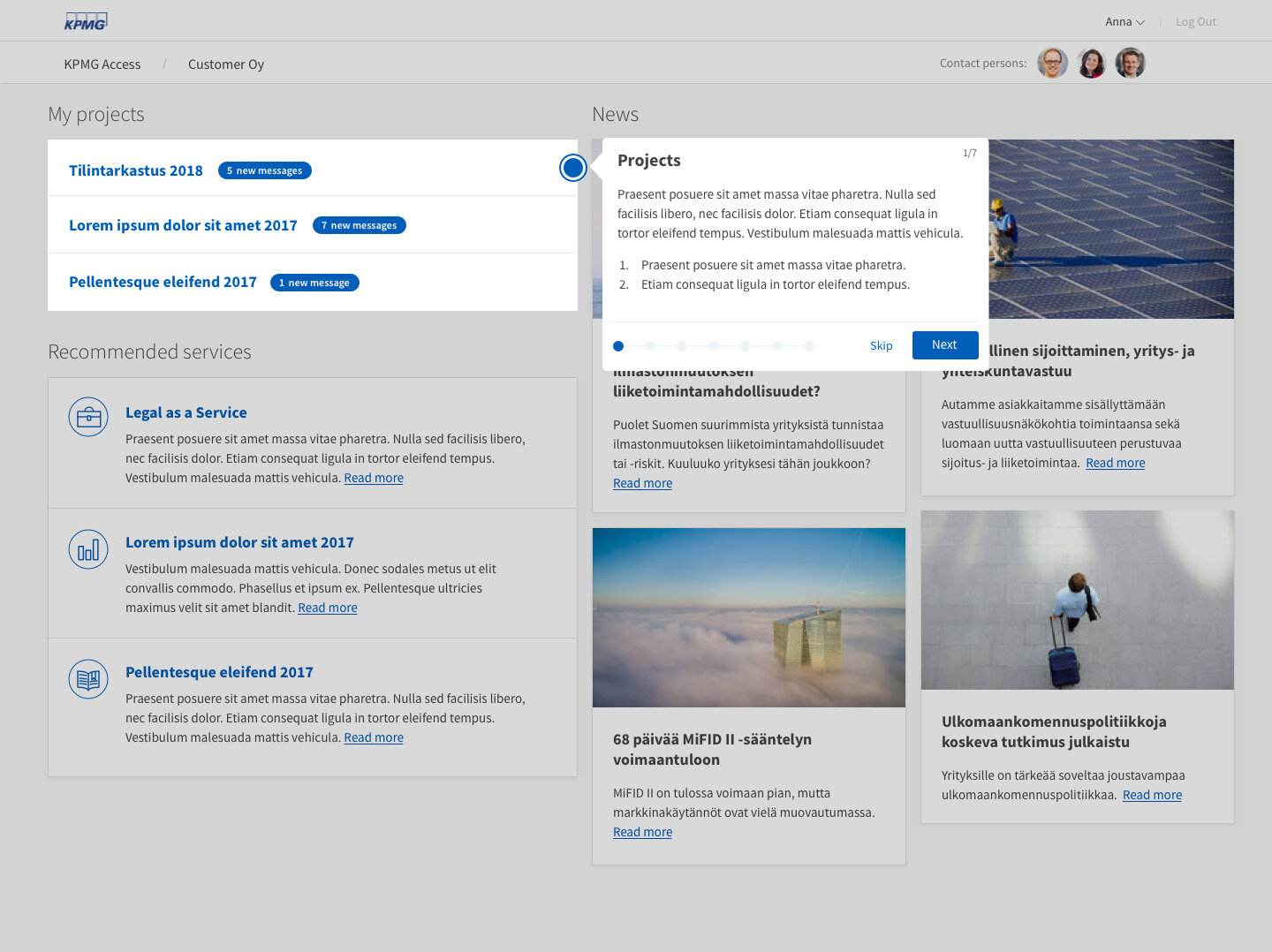 KPMG Access onboarding interface