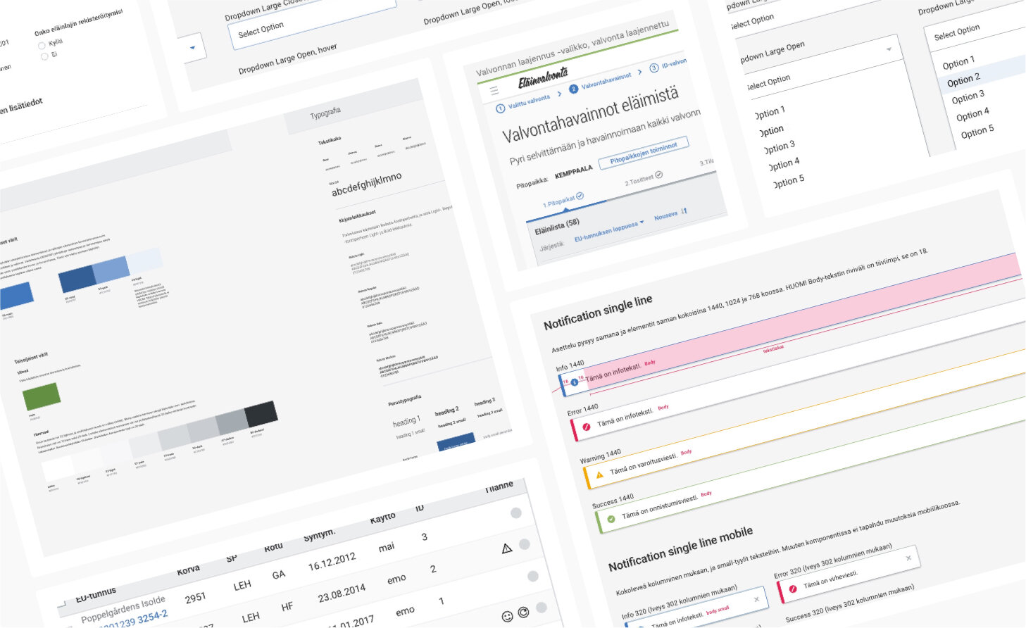 Views and components from the Riihi design system